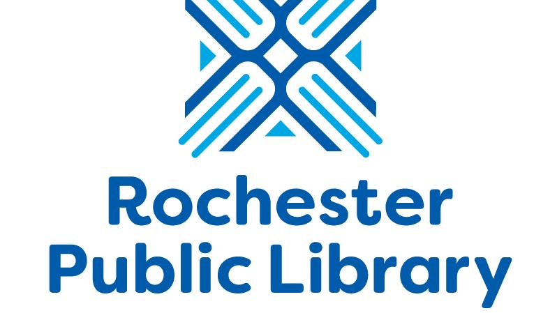 The square-shaped blue and light blue Rochester Public Library logo above its blue wordmark.