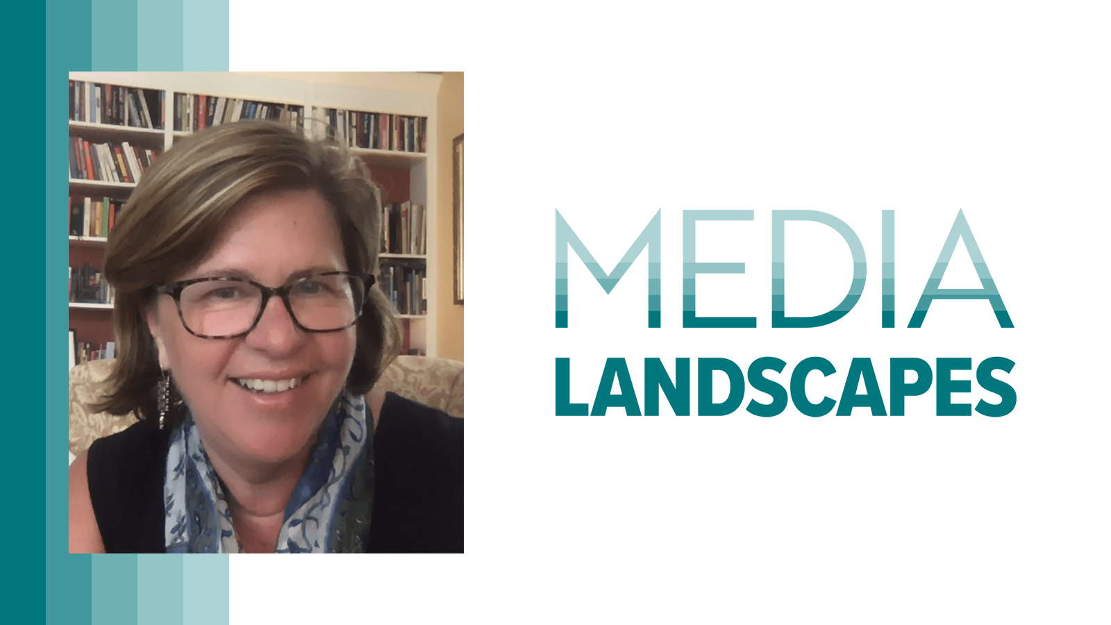 A photo of Renee Hobbs and the Media Landscapes logo