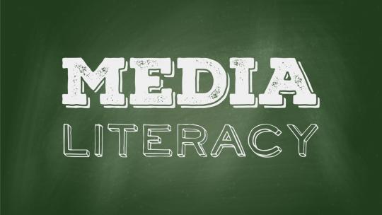 Green background with words Media Literacy