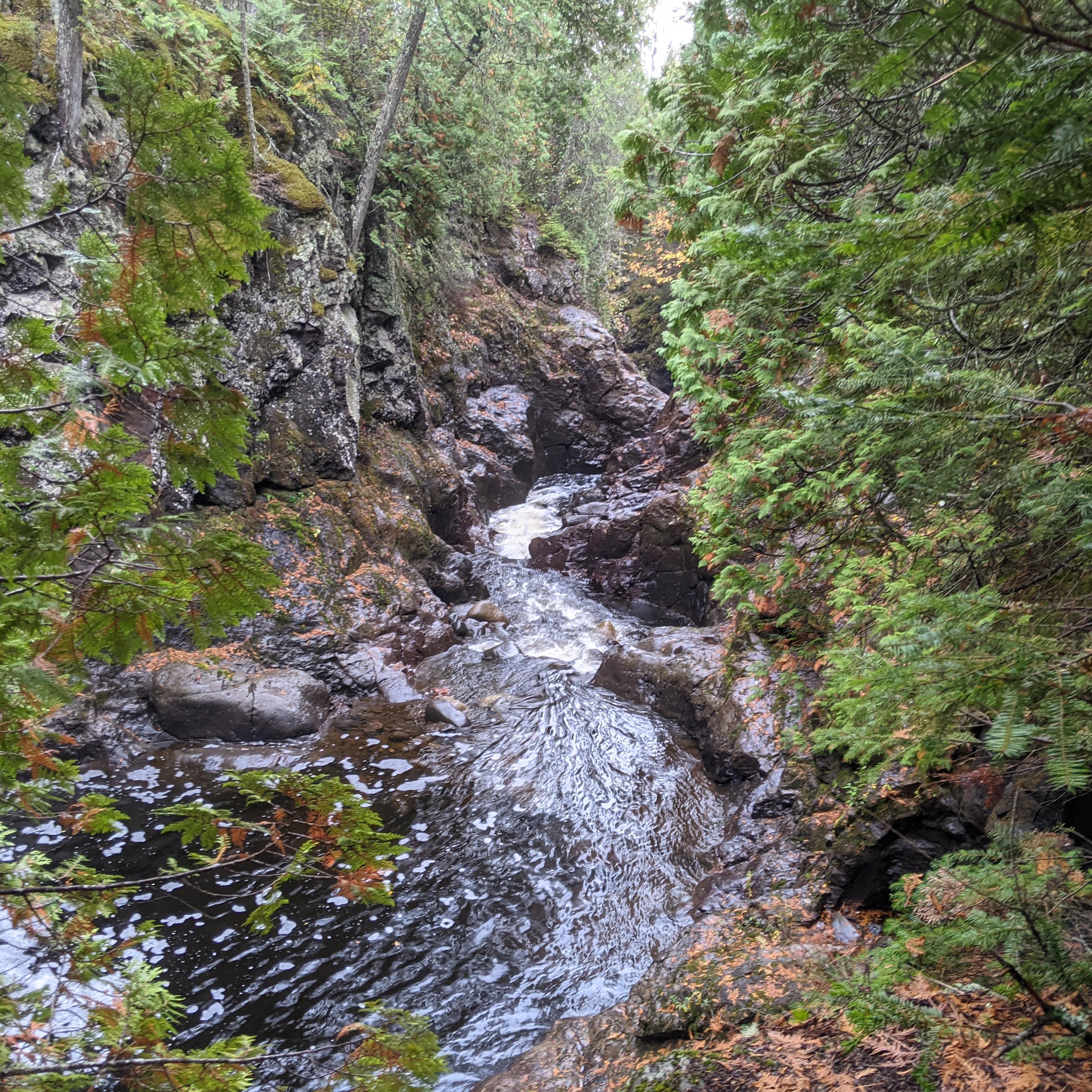 A photograph of the Cascade River in fall.