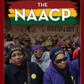 The NAACP book cover showing women with NAACP hats organizing in the streets holding picket signs that say "Register to Vote."