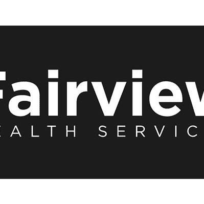 The words "Fairview Health Services" on a black background.