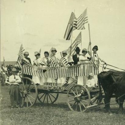 votes for women suffragist wagon